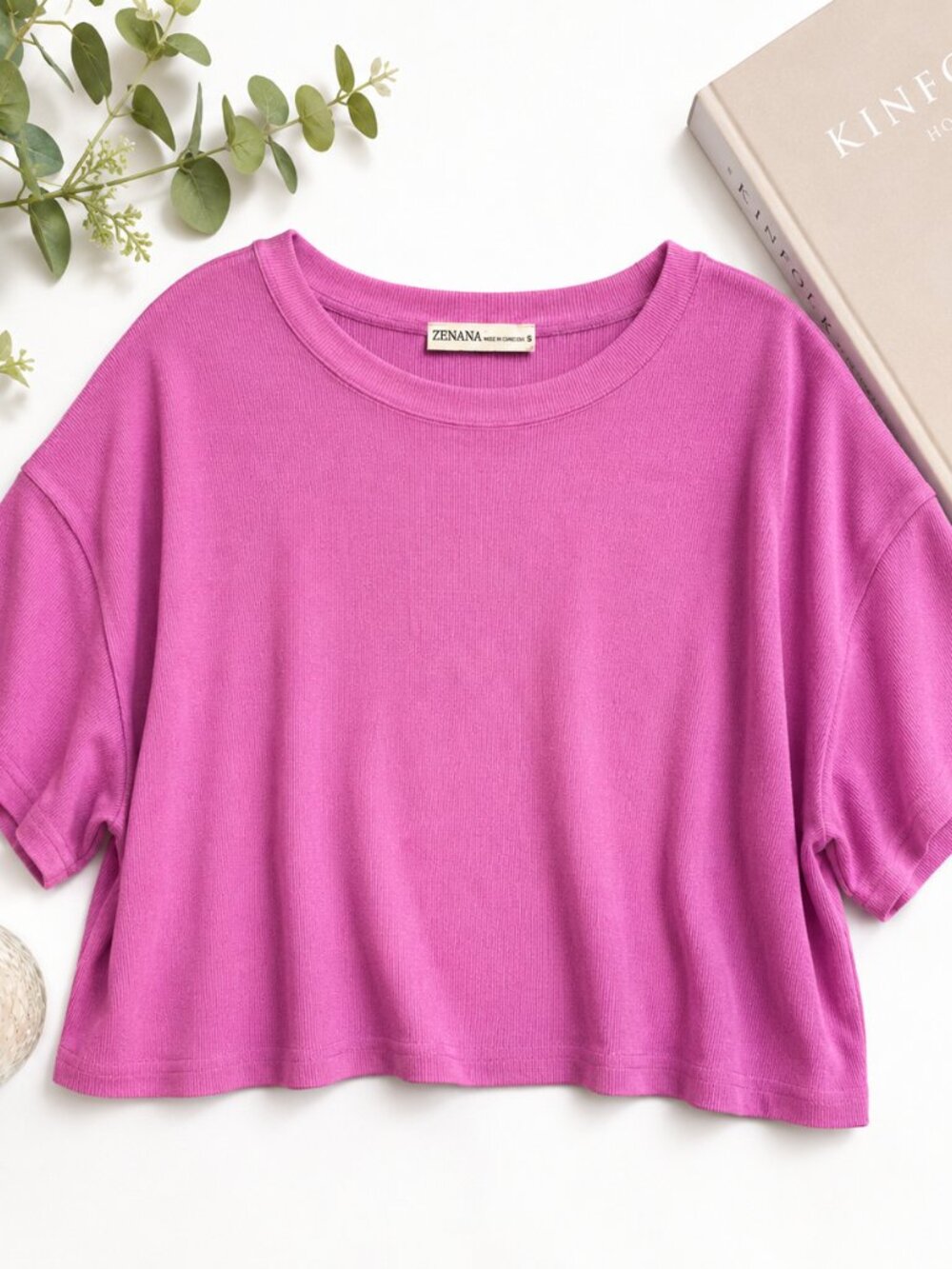 NEW! Zenana Bright Mauve Boxy Cropped Tee | Size M